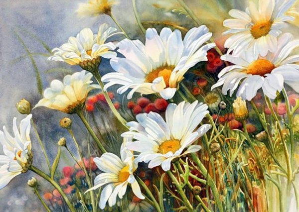 Алмазная мозаика ромашки Гранни