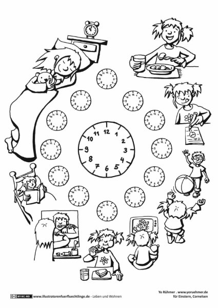 Распорядок дня раскраска