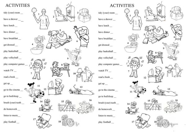 Задание activities for children