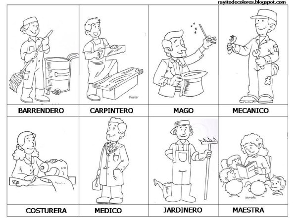 Профессии на английском раскраска
