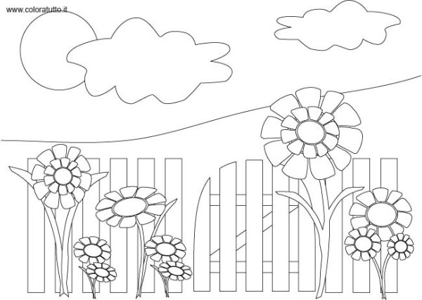 Раскраска сад с цветами для детей