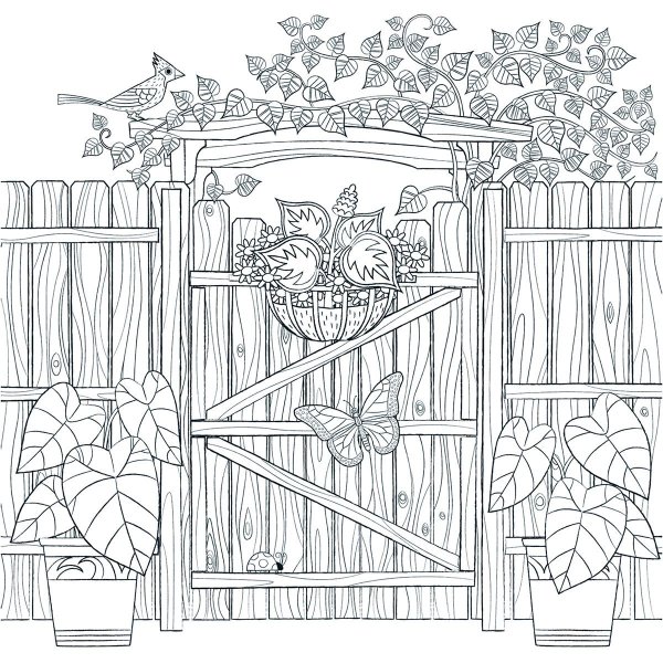 Дом для раскрашивания с забором