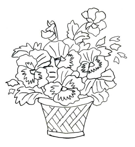 Корзинка с цветами раскраска