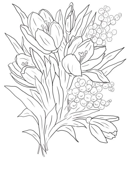 Весенний букет раскраска