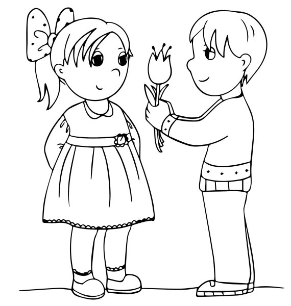 Раскраска мальчик идевочка