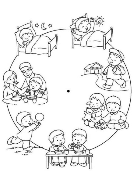 Режим дня раскраска