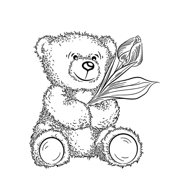 Плюшевый мишка с цветочком рисунок