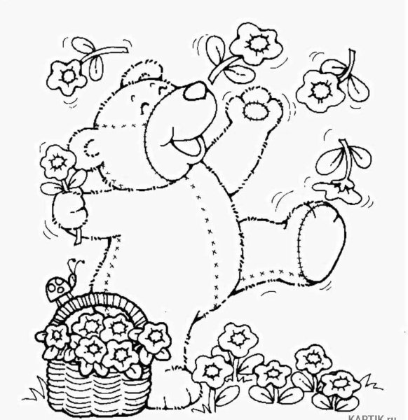 Мишка Тедди раскраска