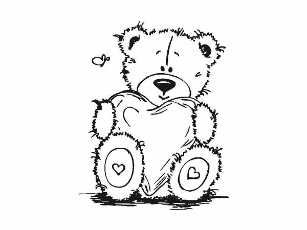 Рисунок 8 черно белое с мишкой
