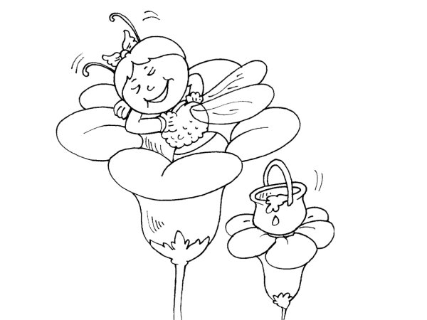 Раскраска Пчелка на цветке