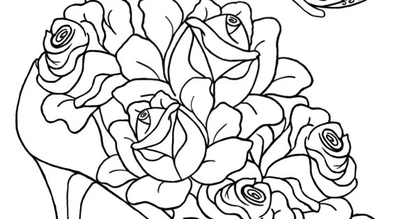 Раскраска букет роз большой