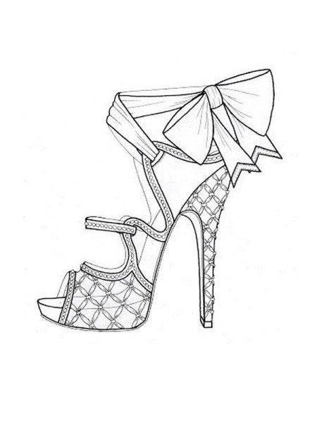 Раскраска туфли на каблуке модные