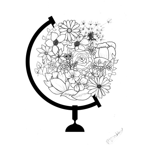 Цветы карандашом в круге