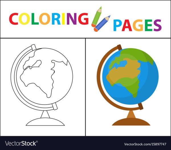 Глобус раскраска в цвете