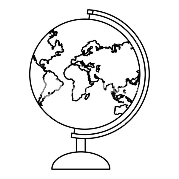 Глобус контурный рисунок