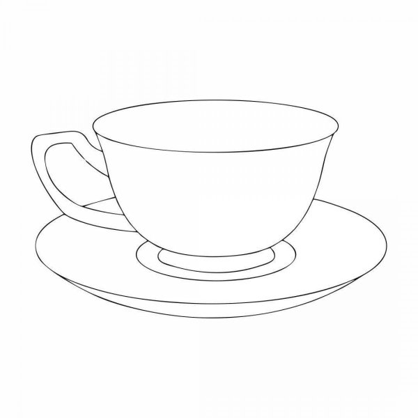 Раскраска чашка с блюдцем