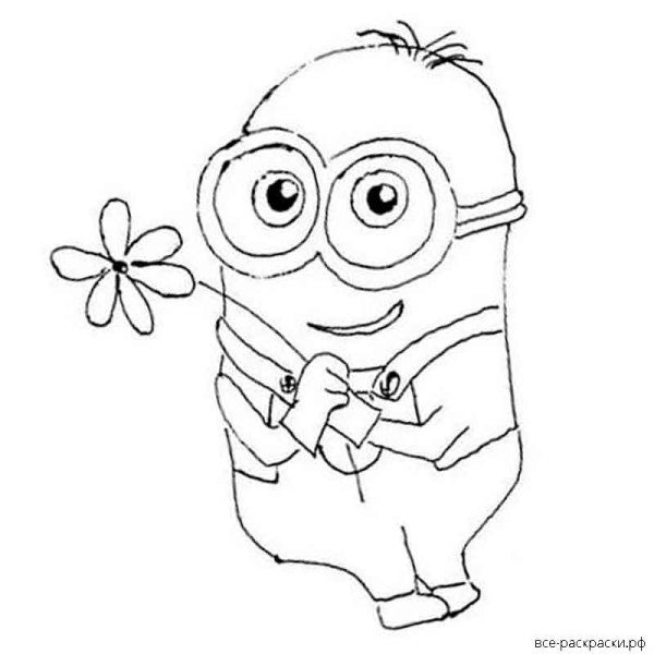Миньон с цветами раскраска
