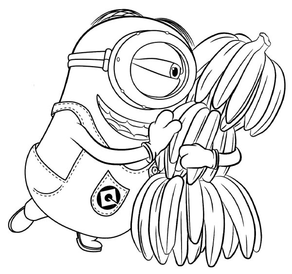 Миньон с бананом раскраска