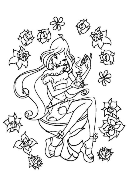 Раскраски для детей Винкс Флора