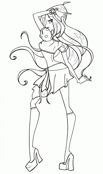 Раскраска феи Винкс Флора