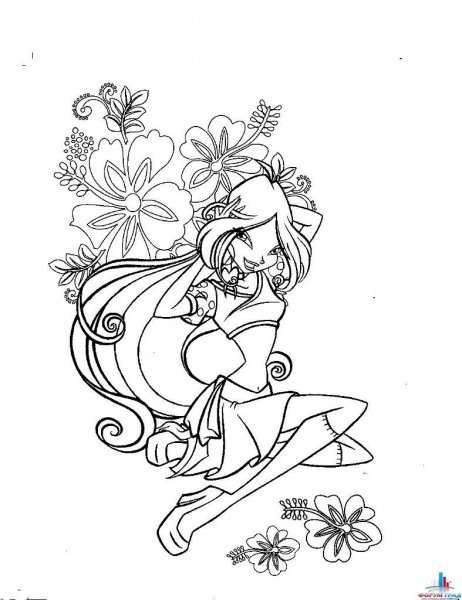 Флора принцесса раскраска