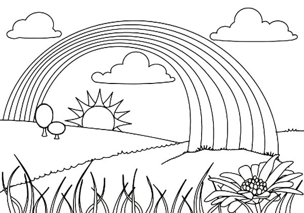 Радуга раскраска для детей