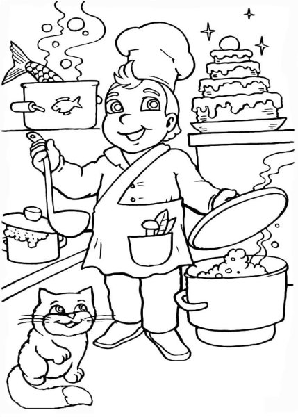 Повар раскраска для детей