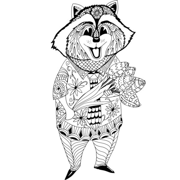 Раскраска антистресс енот