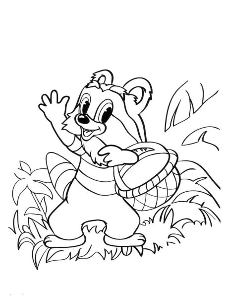 Крошка енот мультфильм раскраска