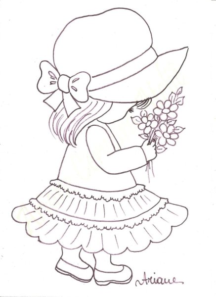 Аппликация девушка в шляпке