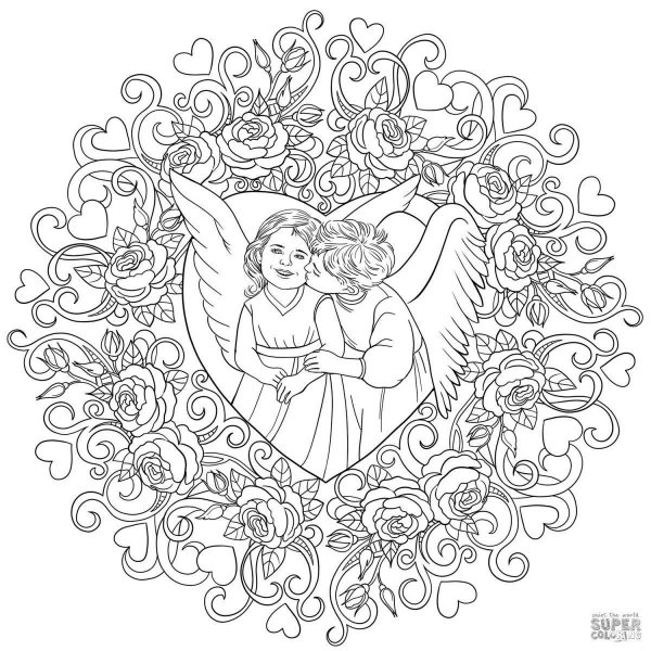 Раскраска антистресс ангел