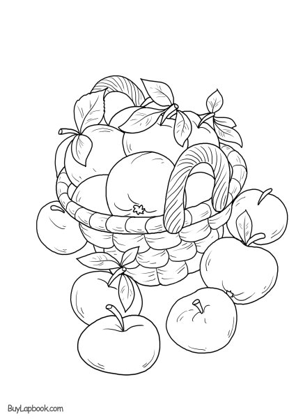 Натюрморт с фруктами раскраска