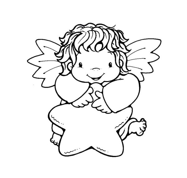 Ангелочки маленькие раскраска для детей