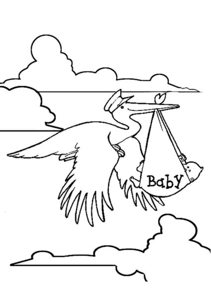 Аист раскраска для детей