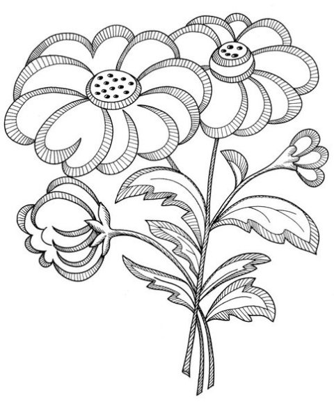 Цветочный орнамент для вышивки гладью