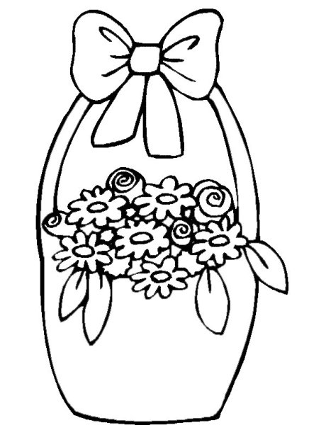 Корзинка с цветами раскраска