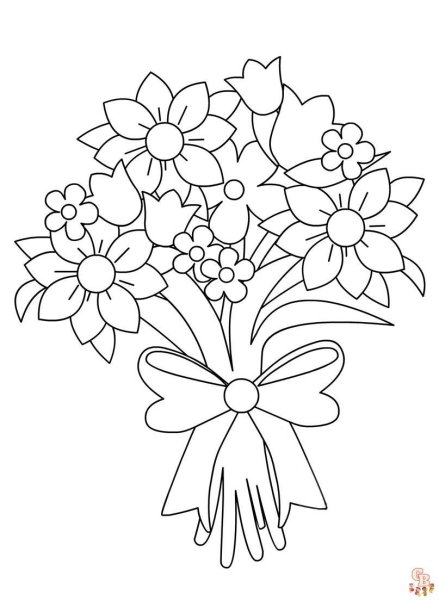 Раскраска букет цветов для мамы