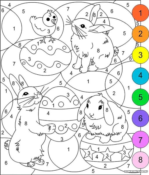 Разукраскапо номерам для детей