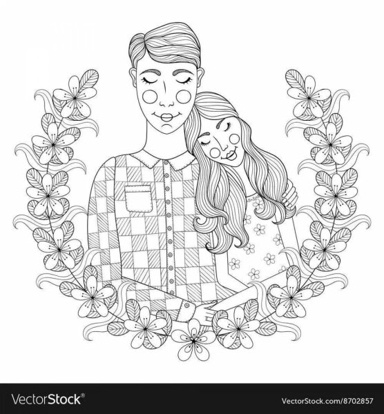 Раскраска антистресс влюбленные