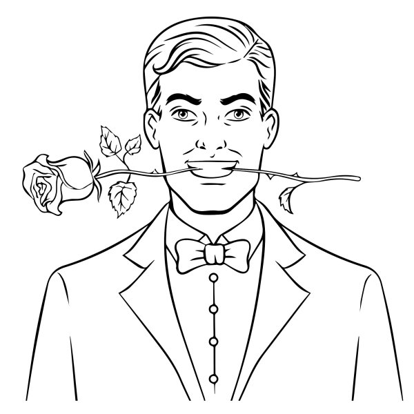 Мужчина с цветами раскраска