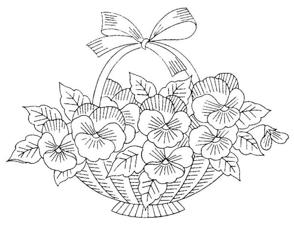 Раскраска цветы в корзине