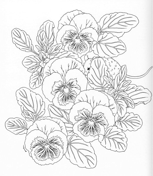 Вышивка гладью Анютины глазки схема