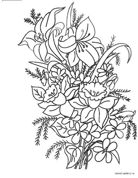 Вышивка гладью Цветочная композиция