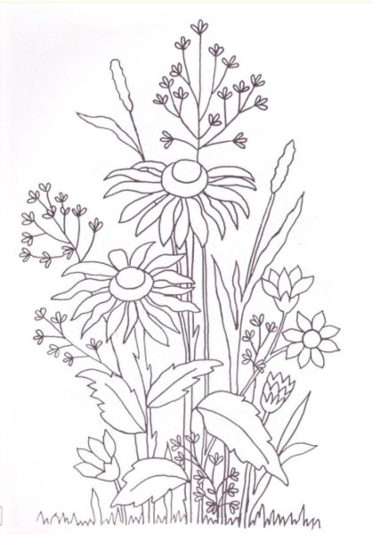 Трафарет для вышивки гладью полевые цветы