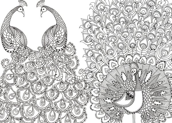 Павлин раскраска с узорами