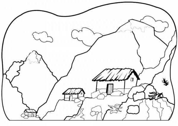Горы раскраска для детей