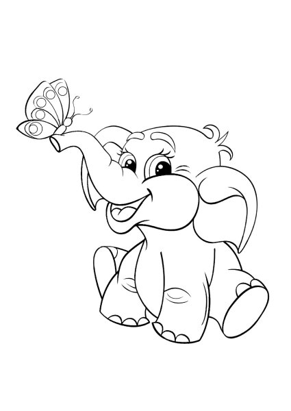 Слоненок веселый раскраска для детей