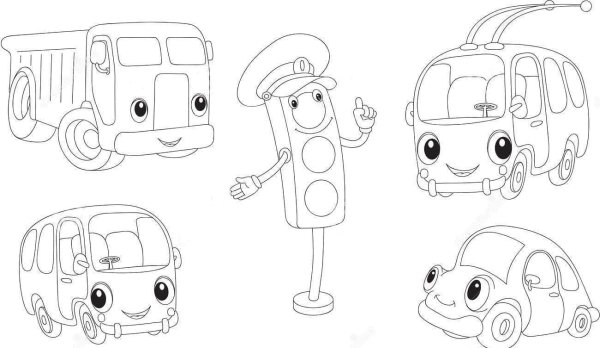 Машина и светофор раскраска