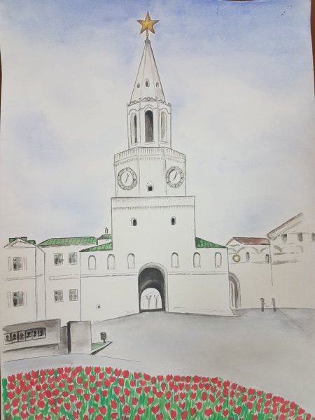 Спасская башня Казанский Кремль рисунок