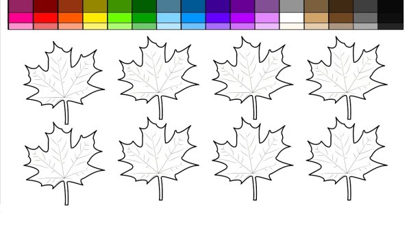 Много листочков раскраска